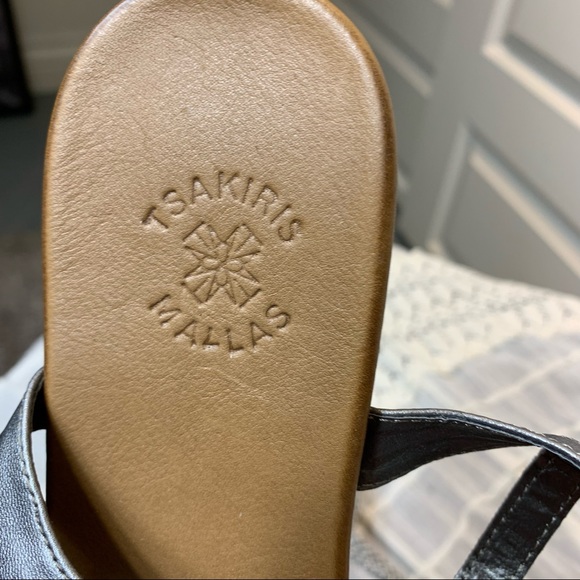 Brand new Tsakiris Mallas Silver Flat Ankle Strap Tong Sandals Leather Insole 39 - Picture 7 of 8